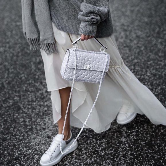 Valentino Rockstud Spike Medium White Bag - Picture 1 of 7